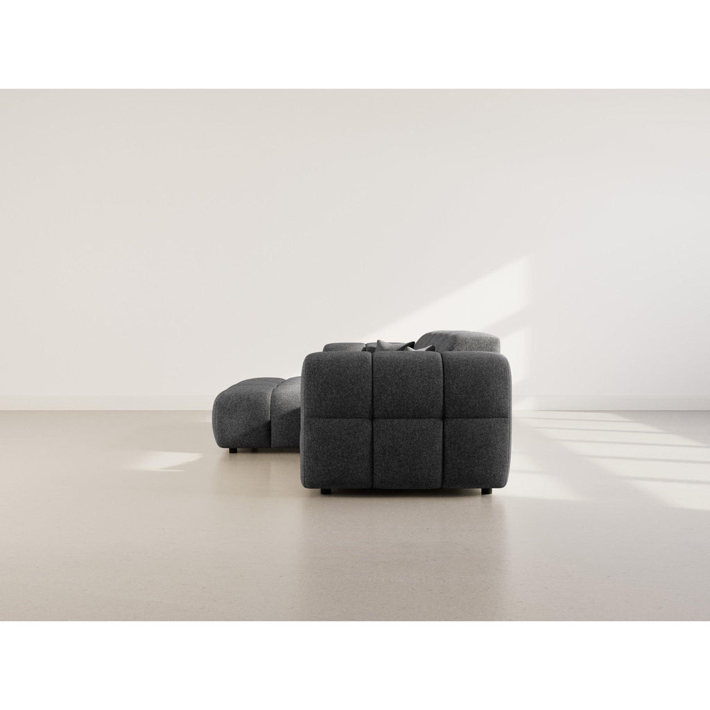 Mini Ray - Canapé D'Angle - 4 Places - Tissu Texturé - Gris Anthracite