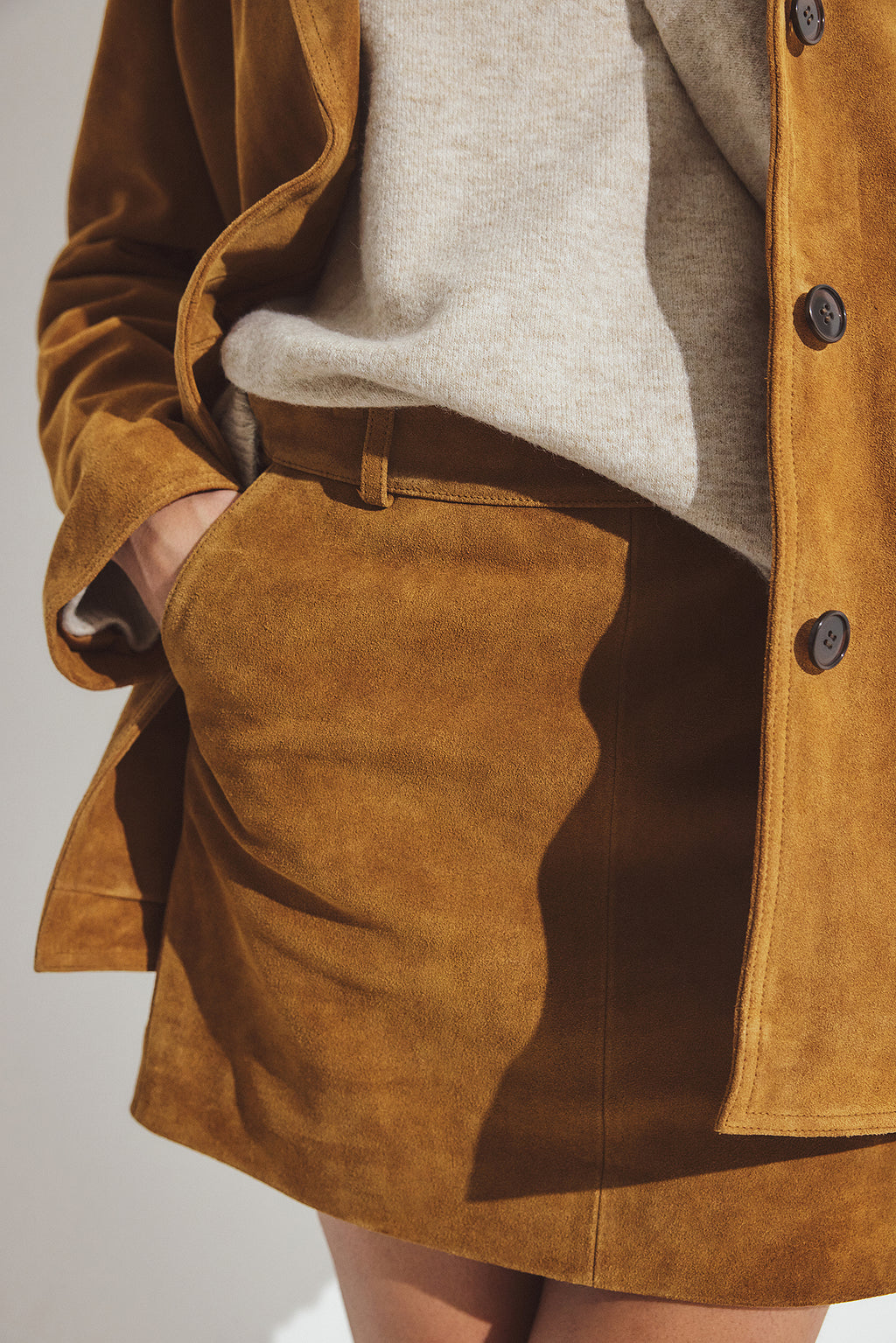 Jupe Mini Suede - Marron Moyen