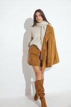 Jupe Mini Suede - Marron Moyen
