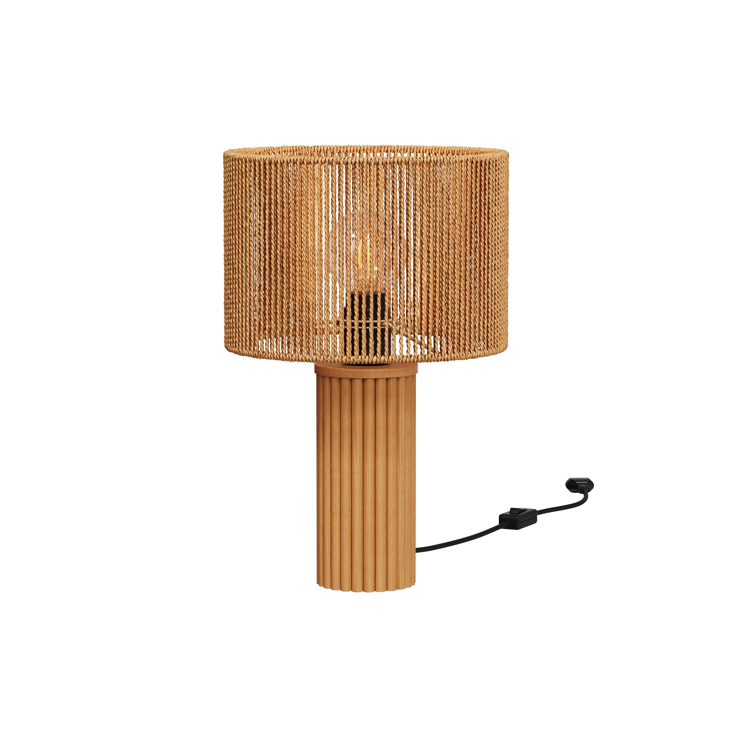Mira - Lampe En Papier De Corde Et Socle En Rondin De Bois