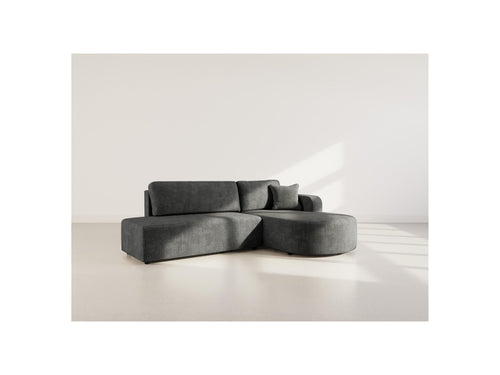 Miro - Sofá esquinero convertible con cofre - 4 plazas - Terciopelo texturizado - Gris antracita