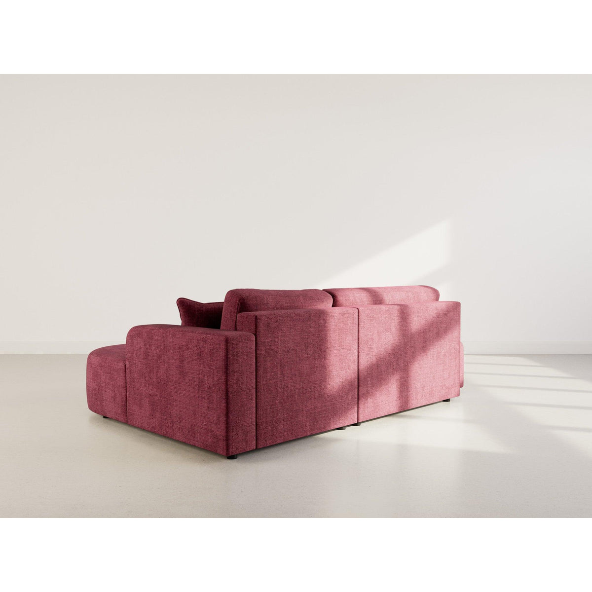 Miro - Canapé D'Angle Convertible Avec Coffre - 4 Places - Velours Texturé - Prune