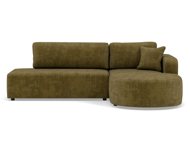 Miro - Convertible Corner Sofa with Chest - 4 Seater - Textured Velvet - Olive Green