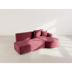 Miro - Canapé D'Angle Convertible Avec Coffre - 4 Places - Velours Texturé - Prune