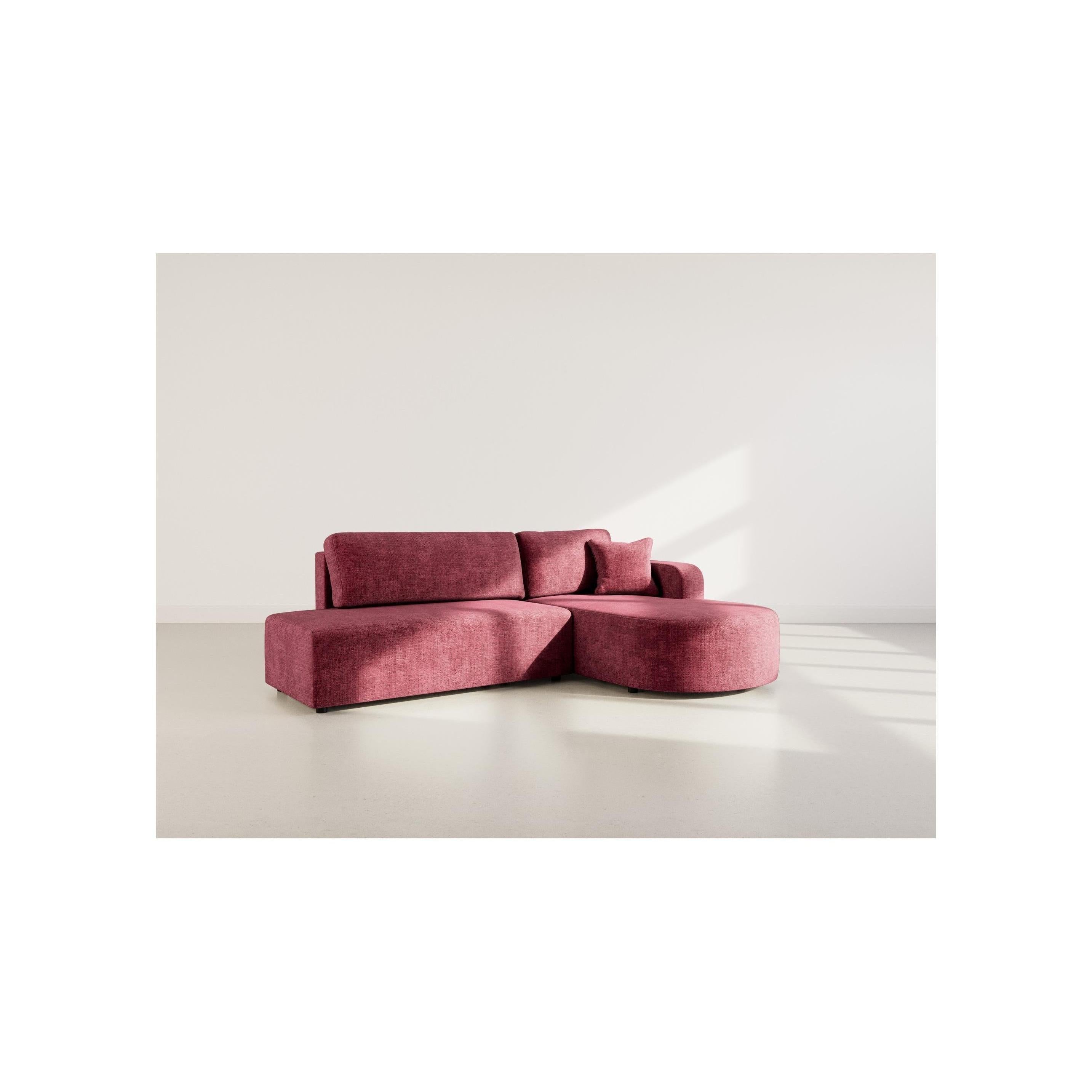 Miro - Canapé D'Angle Convertible Avec Coffre - 4 Places - Velours Texturé - Prune