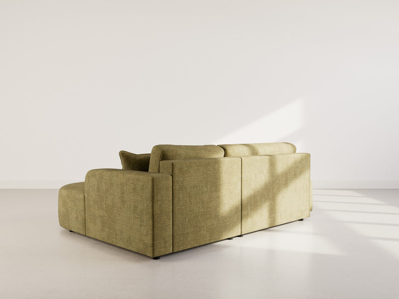 Miro - Convertible Corner Sofa with Chest - 4 Seater - Textured Velvet - Olive Green