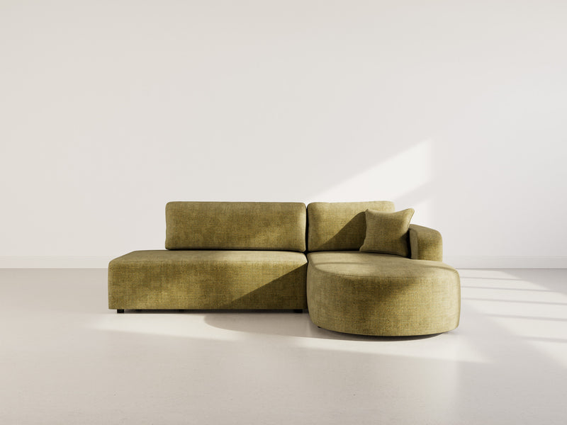 Miro - Convertible Corner Sofa with Chest - 4 Seater - Textured Velvet - Olive Green