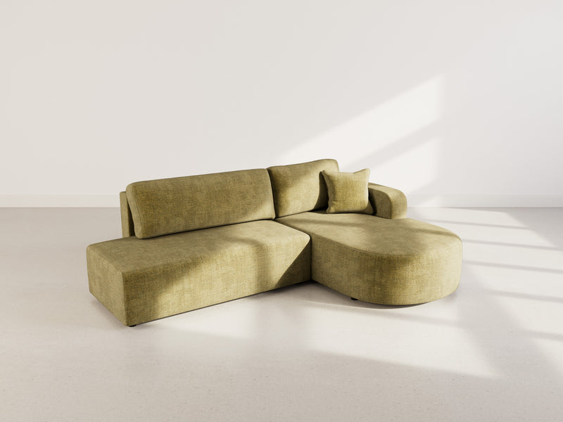 Miro - Convertible Corner Sofa with Chest - 4 Seater - Textured Velvet - Olive Green