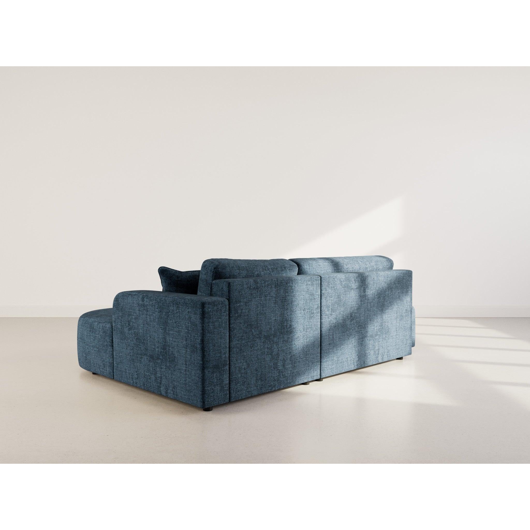 Miro - Convertible Corner Sofa with Storage - 4-Seater - Textured Velvet - Blue