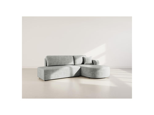 Miro - Sofá esquinero convertible con cajón - 4 plazas - Terciopelo texturizado - Gris