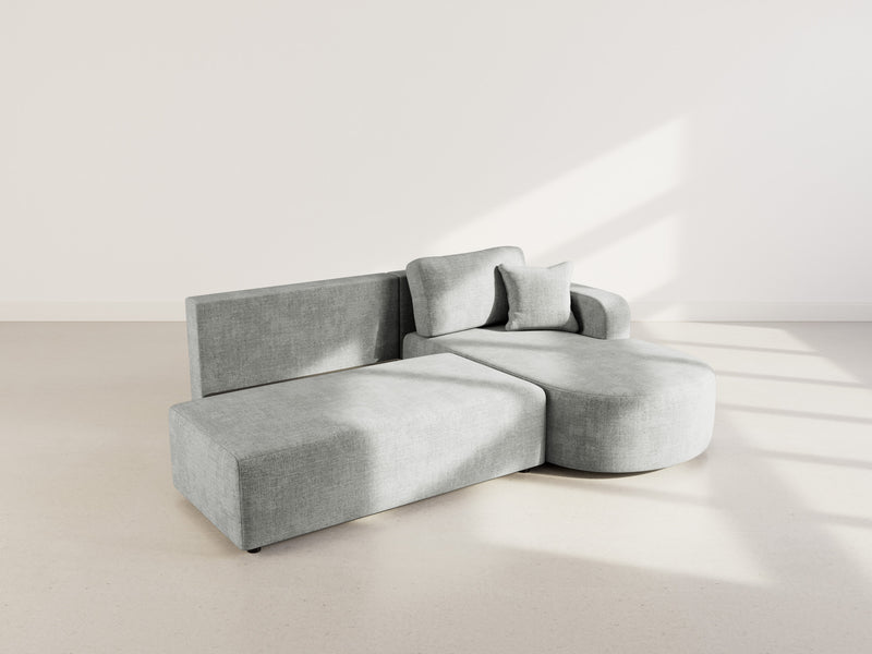 Miro - Convertible Corner Sofa With Box - 4 Seater - Textured Velvet - Gray