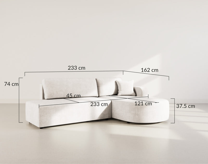 Miro - Convertible Corner Sofa With Box - 4 Seater - Textured Velvet - Beige