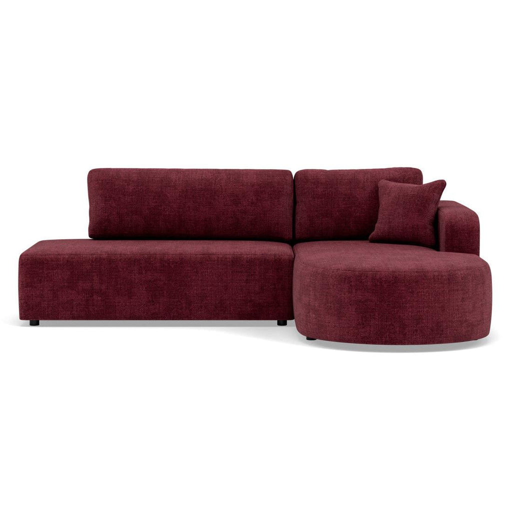Miro - Canapé D'Angle Convertible Avec Coffre - 4 Places - Velours Texturé - Prune