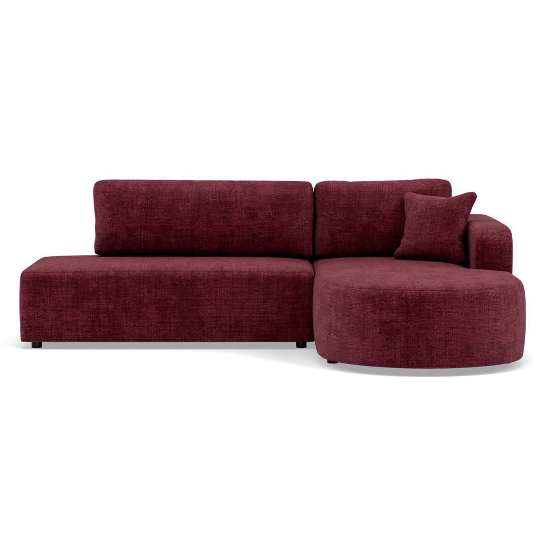 Miro - Canapé D'Angle Convertible Avec Coffre - 4 Places - Velours Texturé - Prune
