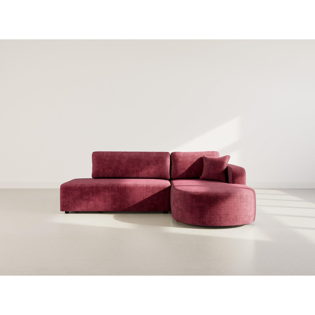 Miro - Canapé D'Angle Convertible Avec Coffre - 4 Places - Velours Texturé - Prune