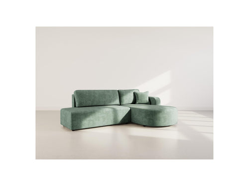 Miro - Sofá esquinero convertible con cajón - 4 plazas - Terciopelo texturizado - Verde