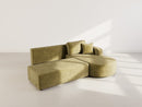 Miro - Convertible Corner Sofa with Chest - 4 Seater - Textured Velvet - Olive Green