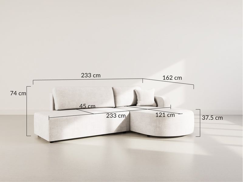 Miro - Convertible Corner Sofa With Box - 4 Seater - Textured Velvet - Beige