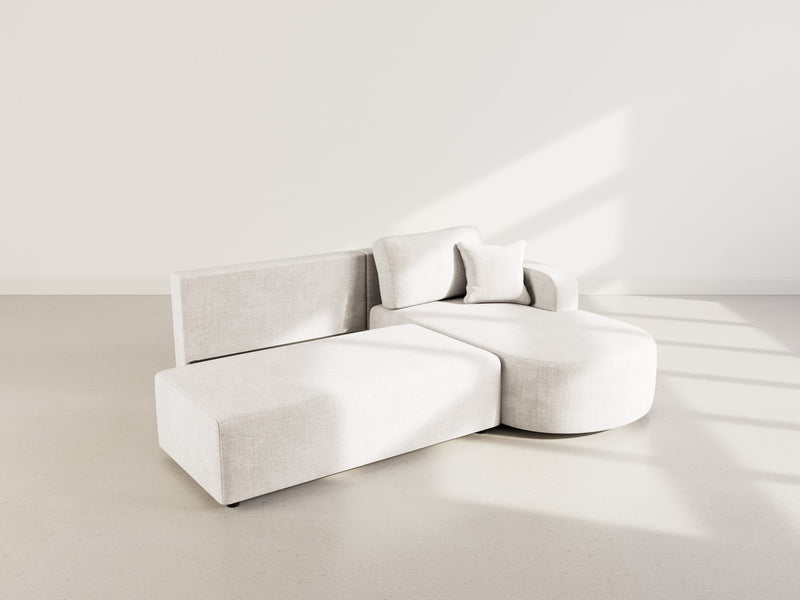 Miro - Convertible Corner Sofa With Box - 4 Seater - Textured Velvet - Beige