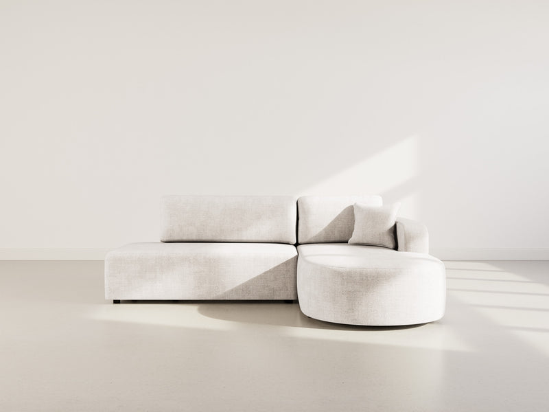 Miro - Convertible Corner Sofa With Box - 4 Seater - Textured Velvet - Beige