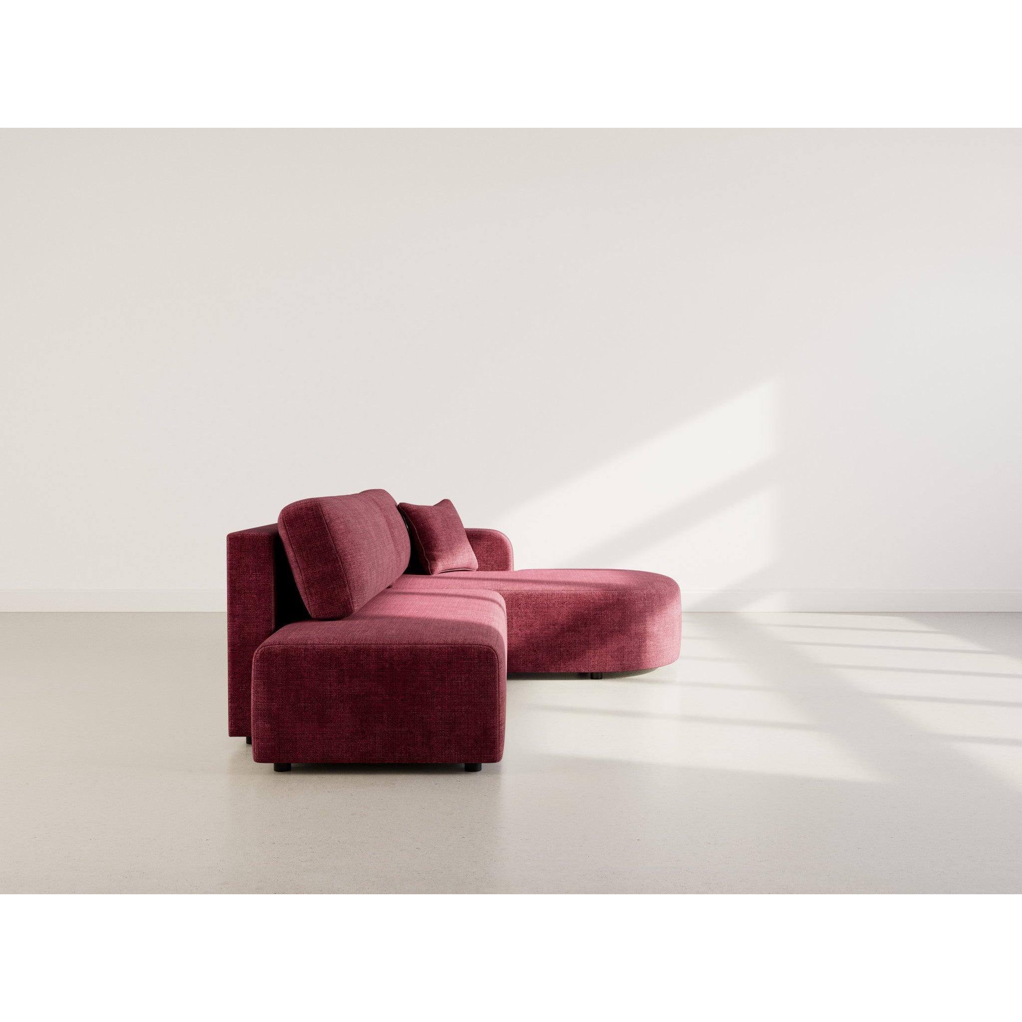 Miro - Canapé D'Angle Convertible Avec Coffre - 4 Places - Velours Texturé - Prune