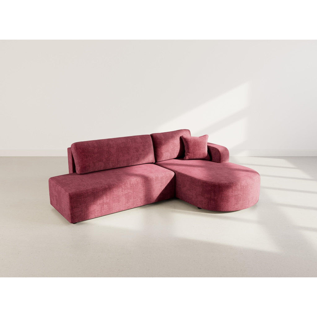 Miro - Canapé D'Angle Convertible Avec Coffre - 4 Places - Velours Texturé - Prune