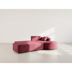 Miro - Canapé D'Angle Convertible Avec Coffre - 4 Places - Velours Texturé - Prune