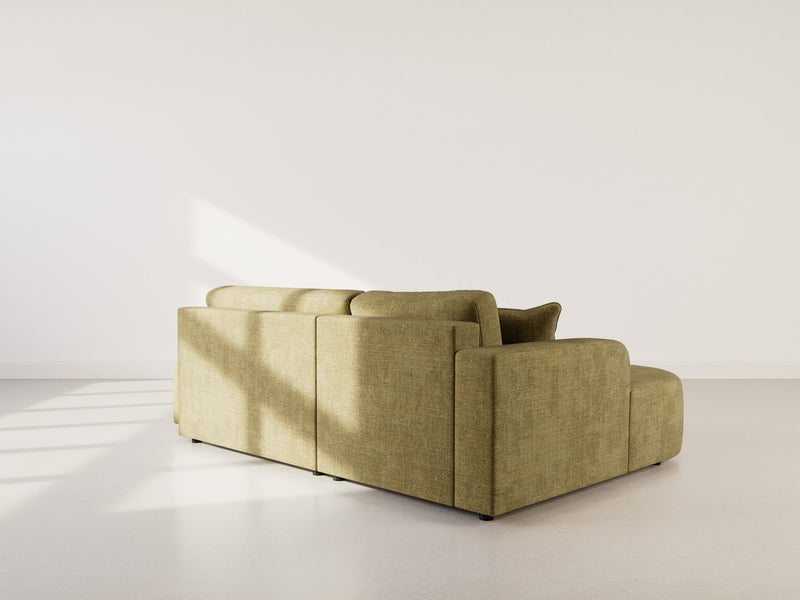 Miro - Convertible Corner Sofa with Chest - 4 Seater - Textured Velvet - Olive Green