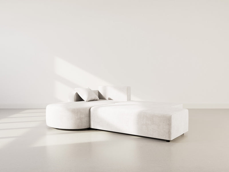 Miro - Convertible Corner Sofa With Box - 4 Seater - Textured Velvet - Beige