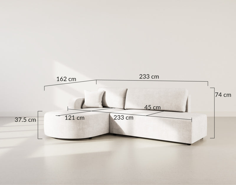 Miro - Convertible Corner Sofa With Box - 4 Seater - Textured Velvet - Beige