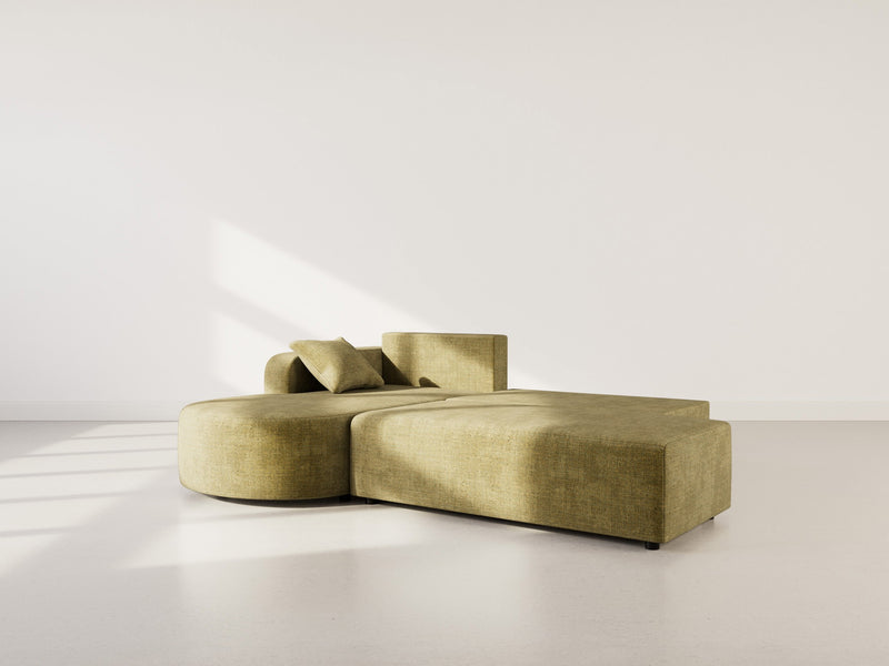 Miro - Convertible Corner Sofa with Chest - 4 Seater - Textured Velvet - Olive Green