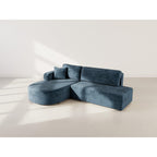 Miro - Convertible Corner Sofa with Storage - 4-Seater - Textured Velvet - Blue
