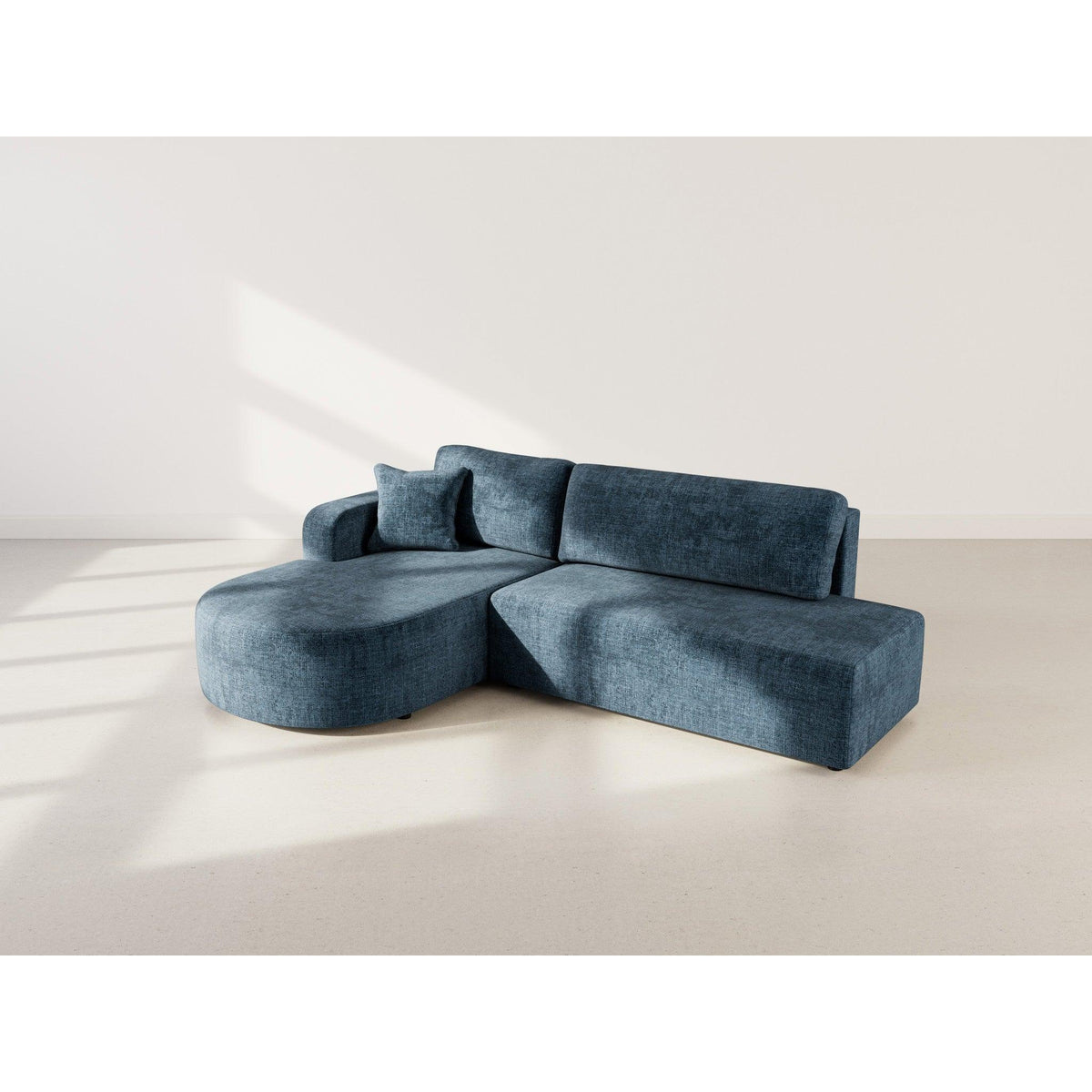 Miro - Convertible Corner Sofa with Storage - 4-Seater - Textured Velvet - Blue