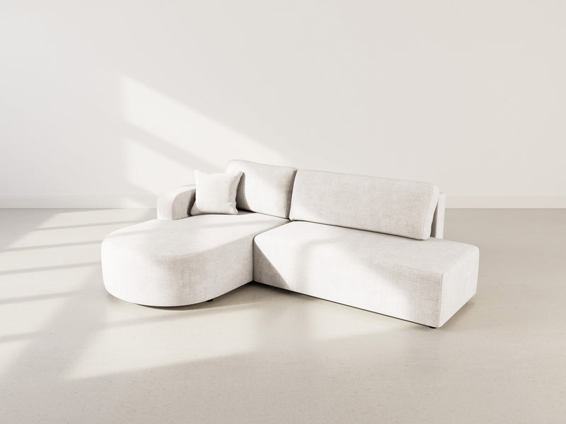 Miro - Convertible Corner Sofa With Box - 4 Seater - Textured Velvet - Beige