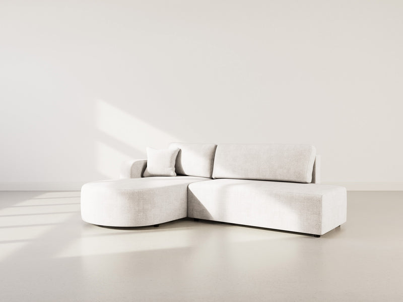 Miro - Convertible Corner Sofa With Box - 4 Seater - Textured Velvet - Beige