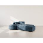 Miro - Convertible Corner Sofa with Storage - 4-Seater - Textured Velvet - Blue