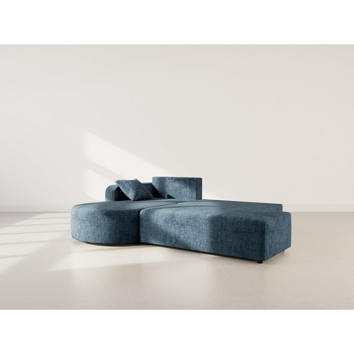 Miro - Convertible Corner Sofa with Storage - 4-Seater - Textured Velvet - Blue