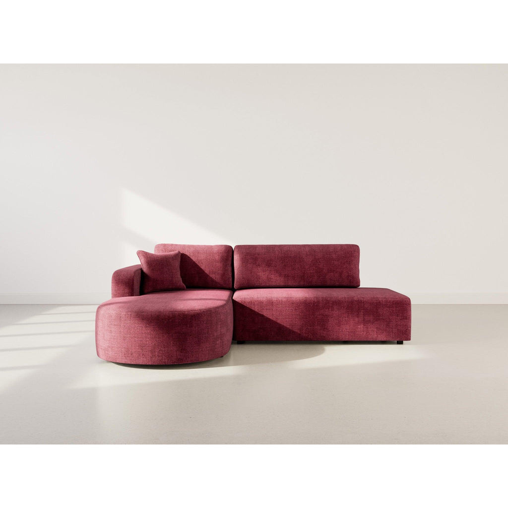 Miro - Canapé D'Angle Convertible Avec Coffre - 4 Places - Velours Texturé - Prune