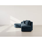 Miro - Convertible Corner Sofa with Storage - 4-Seater - Textured Velvet - Blue