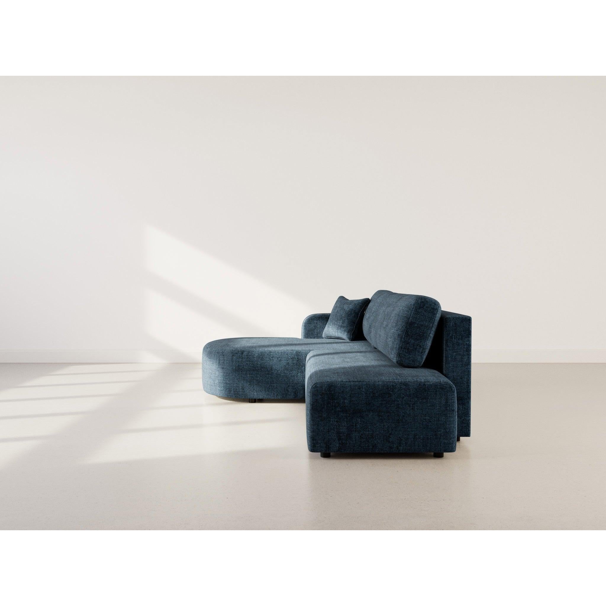 Miro - Convertible Corner Sofa with Storage - 4-Seater - Textured Velvet - Blue