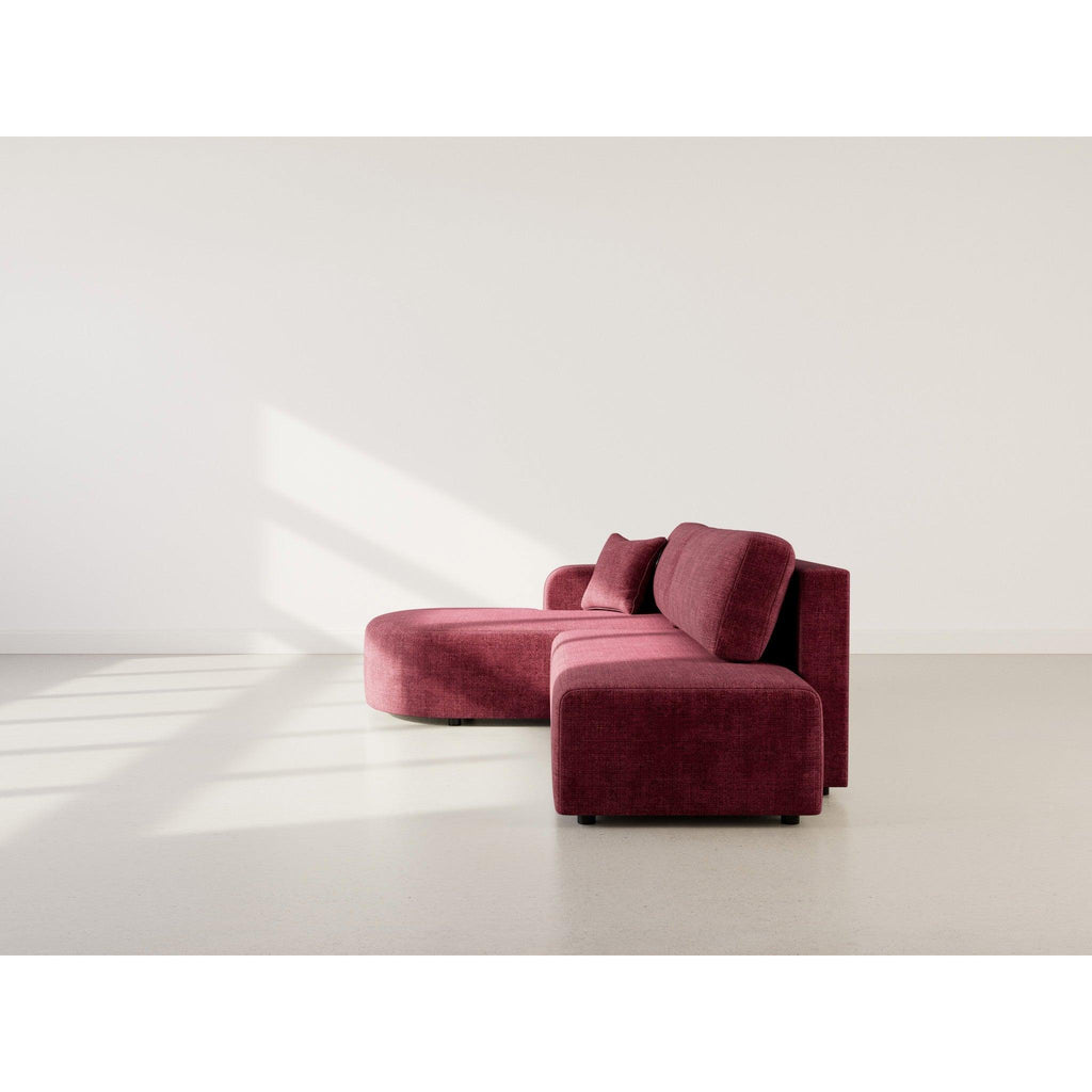 Miro - Canapé D'Angle Convertible Avec Coffre - 4 Places - Velours Texturé - Prune