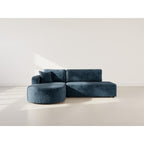 Miro - Convertible Corner Sofa with Storage - 4-Seater - Textured Velvet - Blue