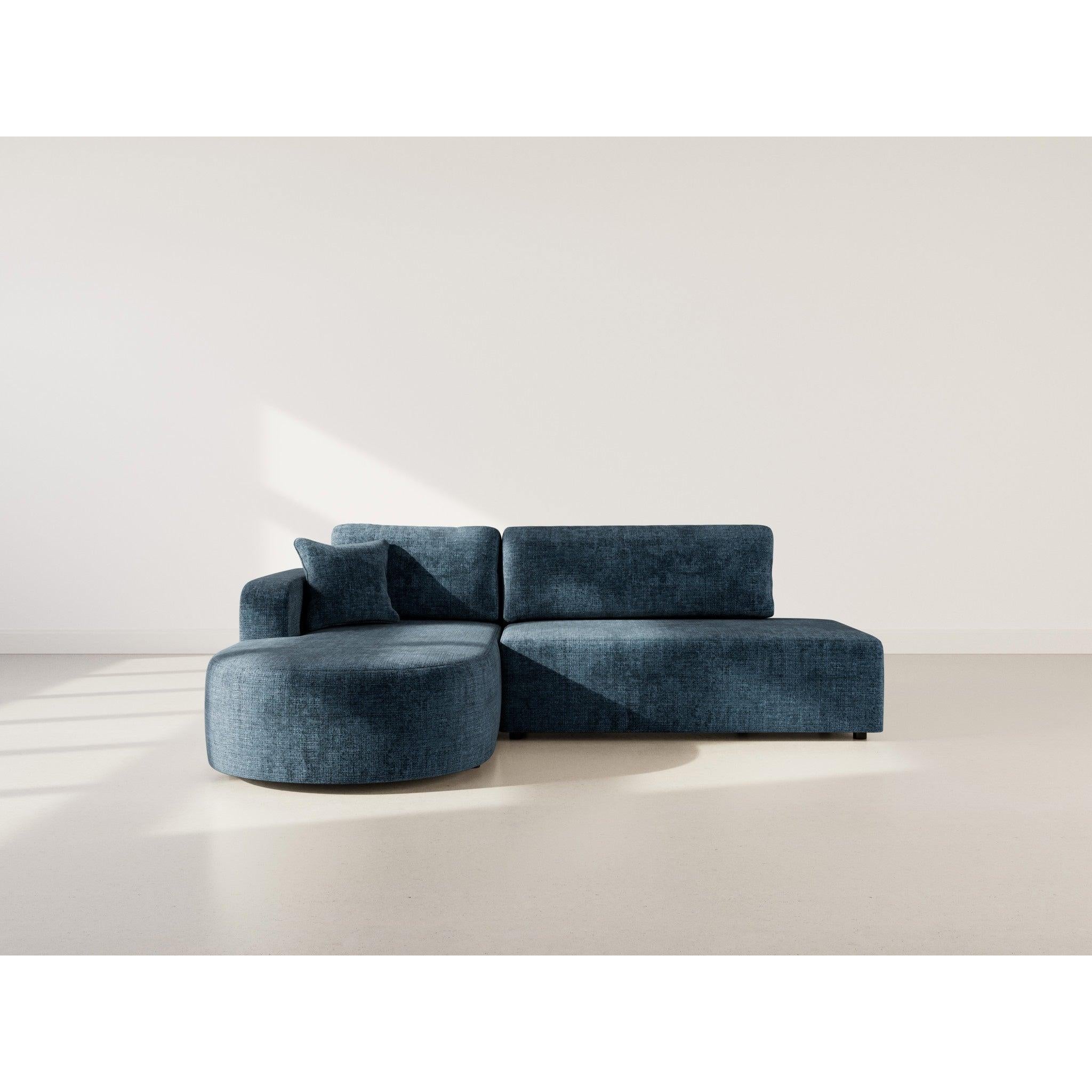 Miro - Convertible Corner Sofa with Storage - 4-Seater - Textured Velvet - Blue