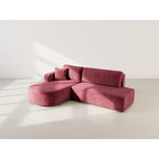 Miro - Canapé D'Angle Convertible Avec Coffre - 4 Places - Velours Texturé - Prune