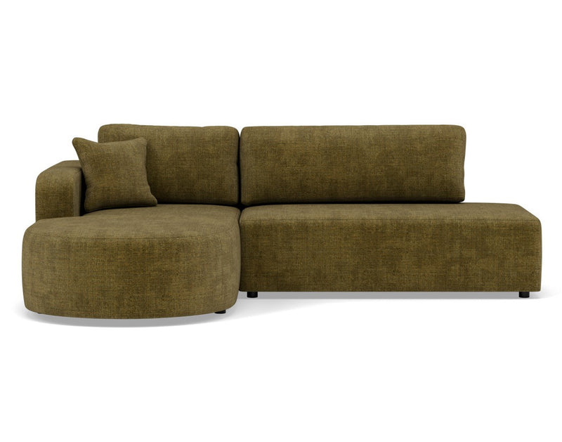 Miro - Convertible Corner Sofa with Chest - 4 Seater - Textured Velvet - Olive Green