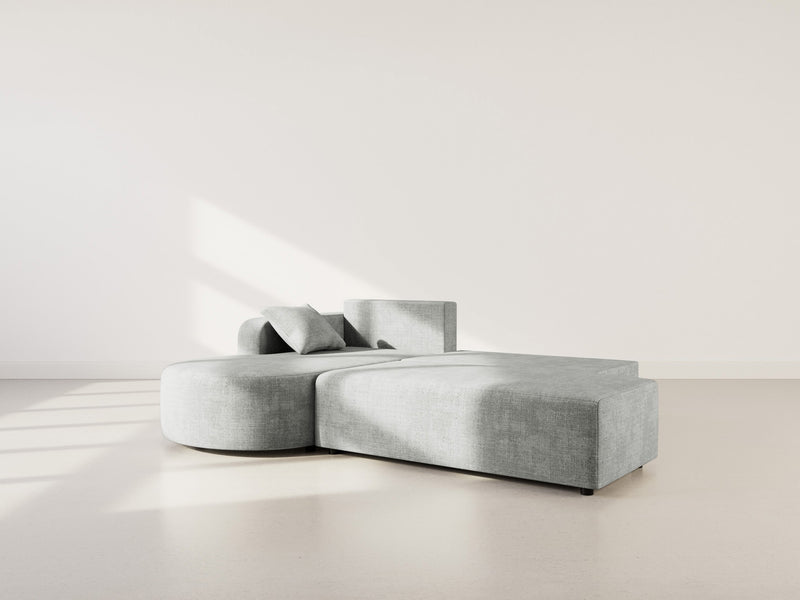 Miro - Convertible Corner Sofa With Box - 4 Seater - Textured Velvet - Gray