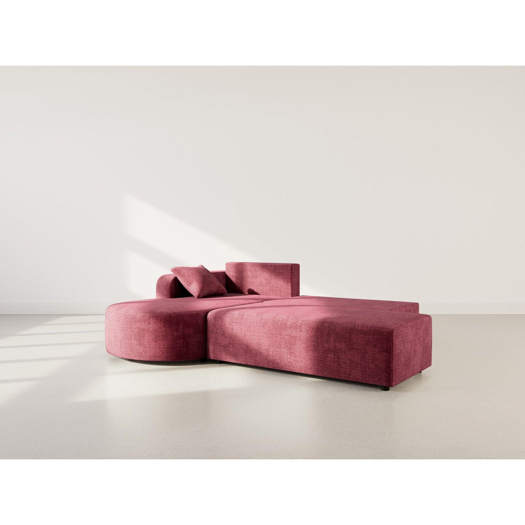 Miro - Canapé D'Angle Convertible Avec Coffre - 4 Places - Velours Texturé - Prune