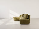 Miro - Convertible Corner Sofa with Chest - 4 Seater - Textured Velvet - Olive Green