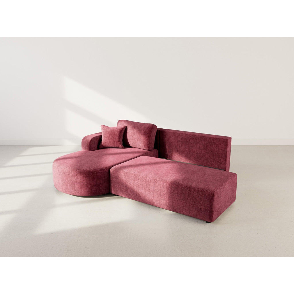 Miro - Canapé D'Angle Convertible Avec Coffre - 4 Places - Velours Texturé - Prune