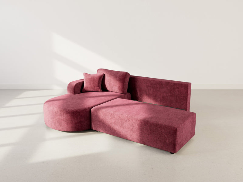 Miro - Convertible Corner Sofa With Box - 4 Seater - Textured Velvet - Plum